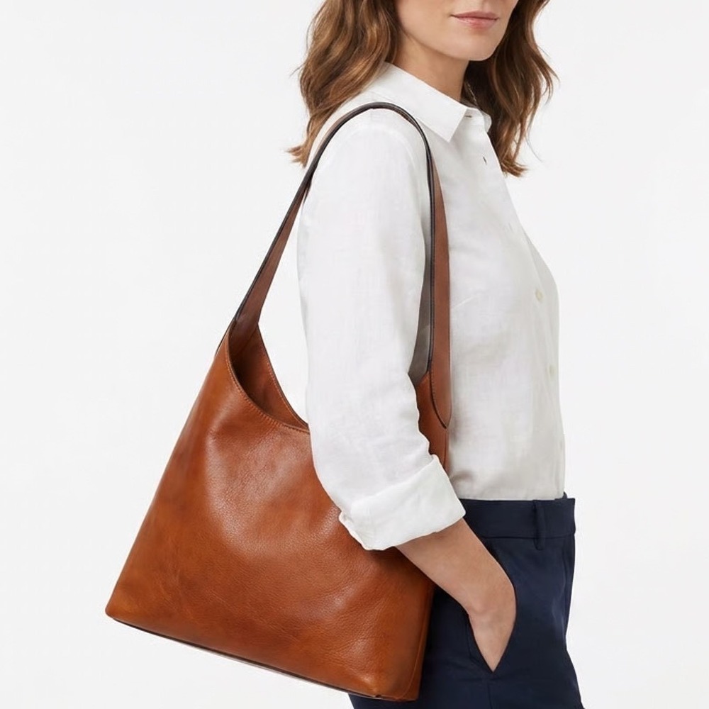 Womens Handbag Brown Leather Inner Pocket Single Strap Shoulder Bag